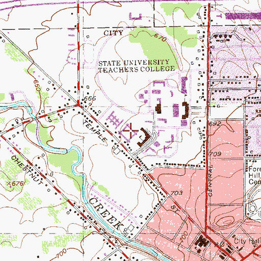 Topographic Map of Erie Hall, NY