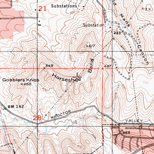 Topographic Map of Horseshoe Bend, CA