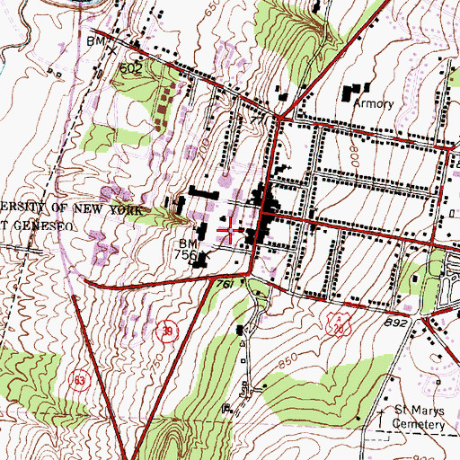 Topographic Map of William A Brodie Hall, NY