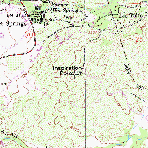 Topographic Map of Inspiration Point, CA