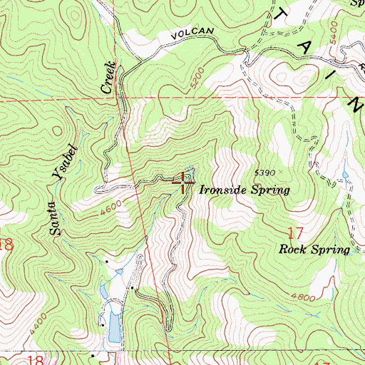Topographic Map of Ironside Spring, CA