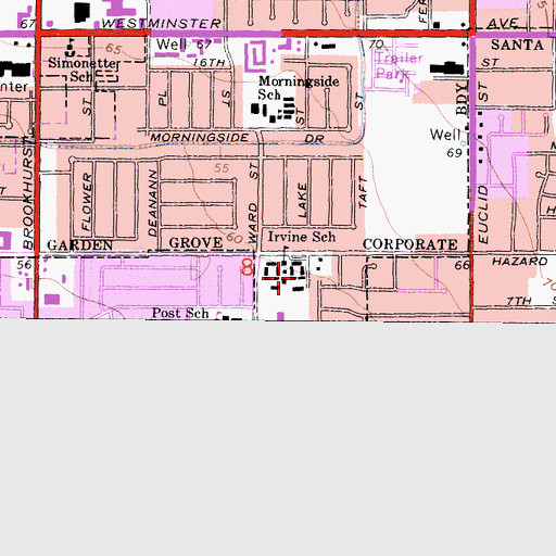 Topographic Map of Irvine Intermediate School, CA