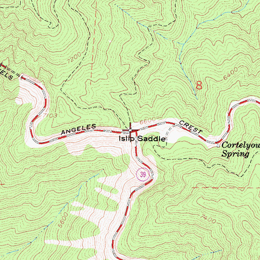 Topographic Map of Islip Saddle, CA