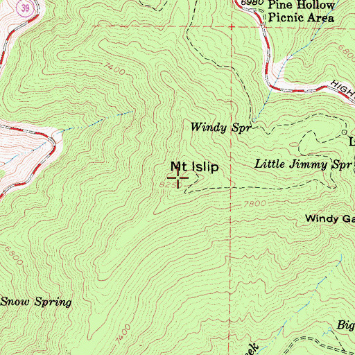 Topographic Map of Mount Islip, CA