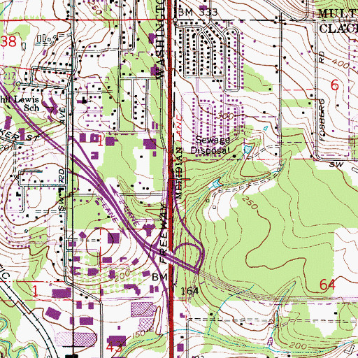 Topographic Map of Church of Jesus Christ of Latter-Day Saints the Portland Oregon Temple, OR