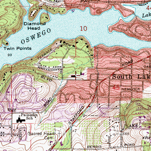 Topographic Map of Lake Oswego United Methodist Church, OR