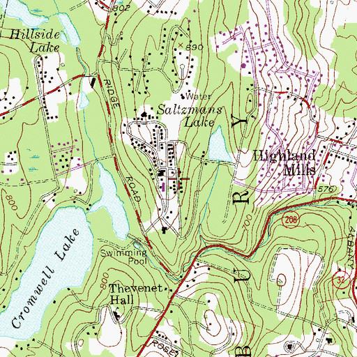 Topographic Map of Highland Lake Estates, NY