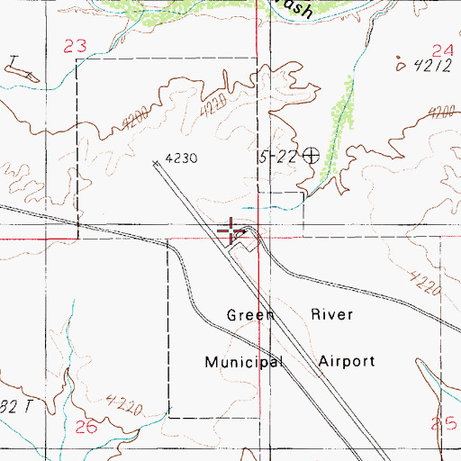 Topographic Map of Green River Municipal Airport, UT
