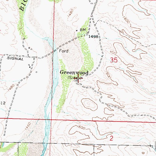Topographic Map of Greenwood, AZ