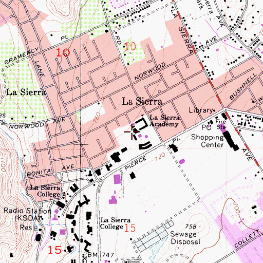 Topographic Map of La Sierra Academy, CA