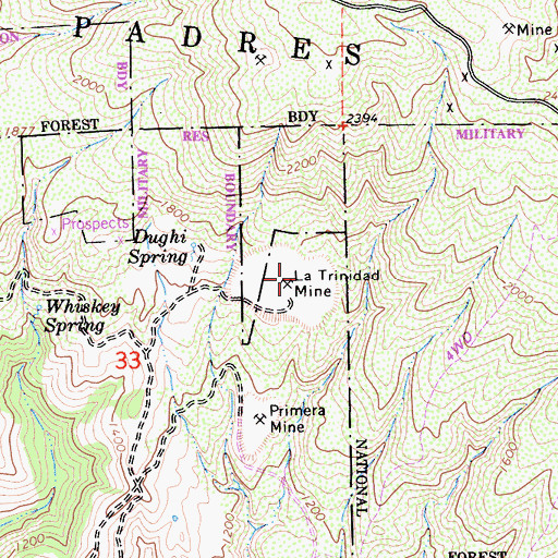 Topographic Map of La Trinidad Mine, CA