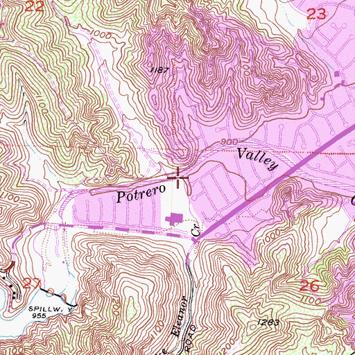 Topographic Map of Lake Eleanor Creek, CA
