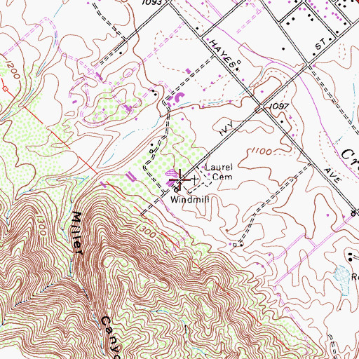 Topographic Map of Laurel Cemetery, CA