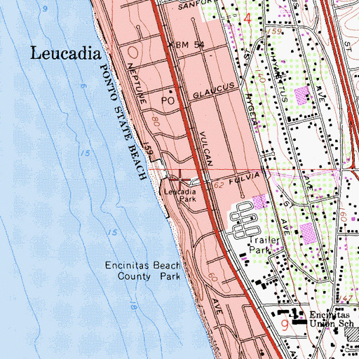 Topographic Map of Leucadia Park, CA