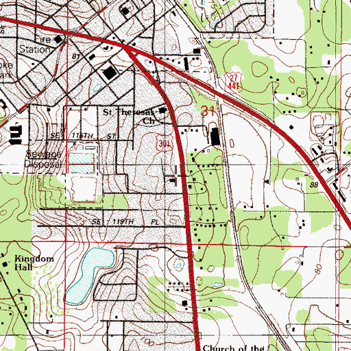 Topographic Map of Foursquare Church, FL