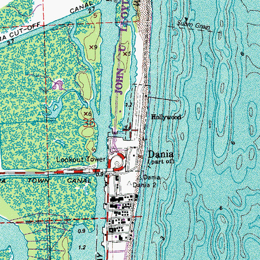 Topographic Map of City of Dania Beach Marina, FL