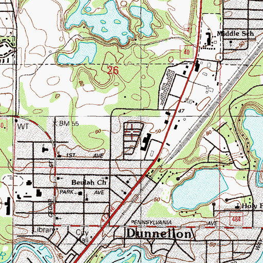 Topographic Map of Dunnellon Square Mobile Home Village, FL