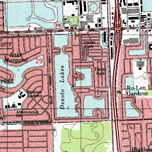 Topographic Map of Holiday Mobile Estates, FL