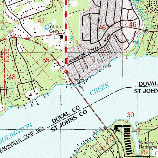 Topographic Map of Julington Creek Marina, FL