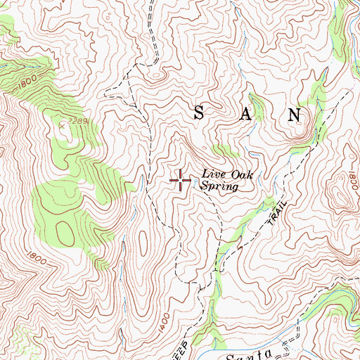Topographic Map of Live Oak Spring, CA