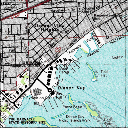 Topographic Map of Biscayne Bay Yacht Club Marina, FL