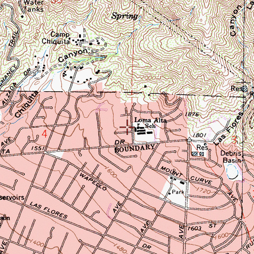 Topographic Map of Loma Alta Elementary School, CA