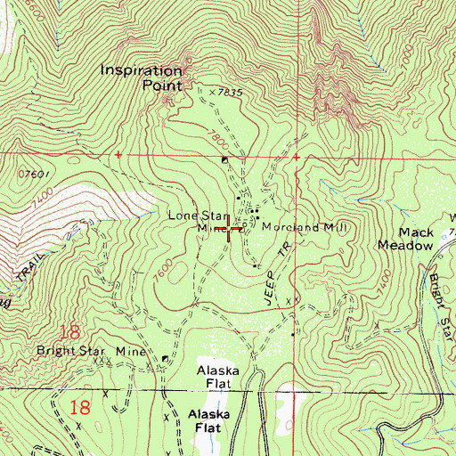 Topographic Map of Lone Star Mine, CA