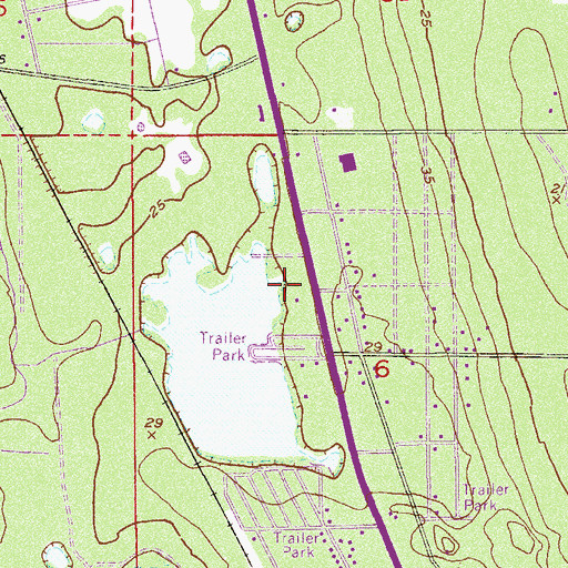 Topographic Map of Woodlands Park Mobile Home Park, FL