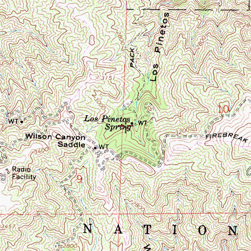 Topographic Map of Los Pinetos Spring, CA