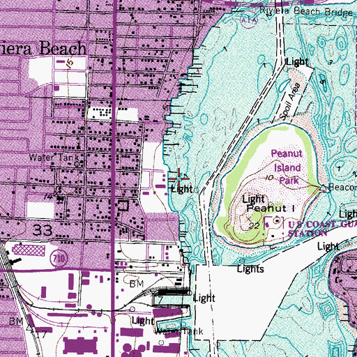 Topographic Map of Riviera Beach Municipal Marina, FL
