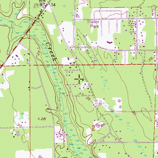 Topographic Map of Hidden Oaks Mobile Home Park, FL