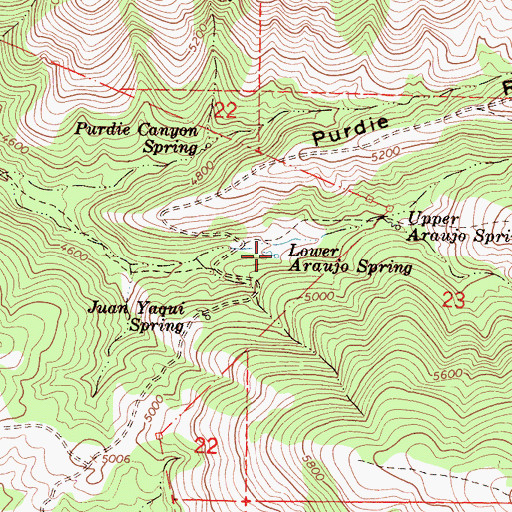 Topographic Map of Lower Araujo Spring, CA