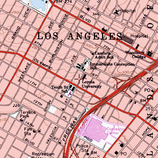 Topographic Map of Loyola University, CA