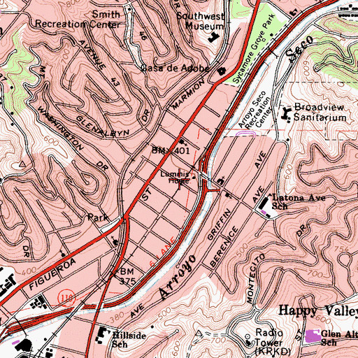 Topographic Map of Lummis Home, CA