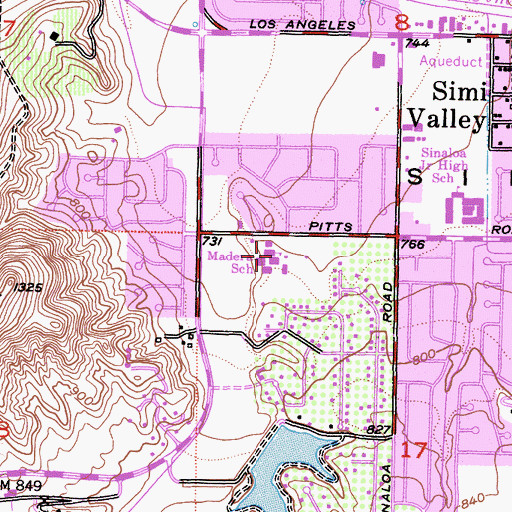 Topographic Map of Madera Elementary School, CA