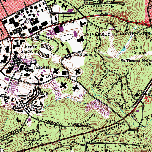 Topographic Map of Ehringhaus South Residence Hall, NC