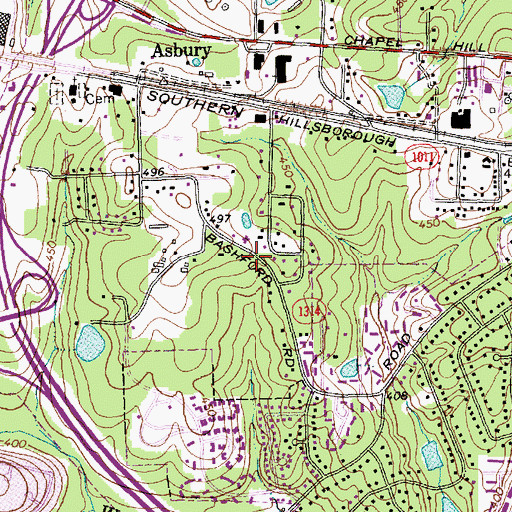 Topographic Map of Cary Christian Assembly, NC