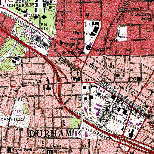 Topographic Map of Duke Memorial United Methodist Church, NC