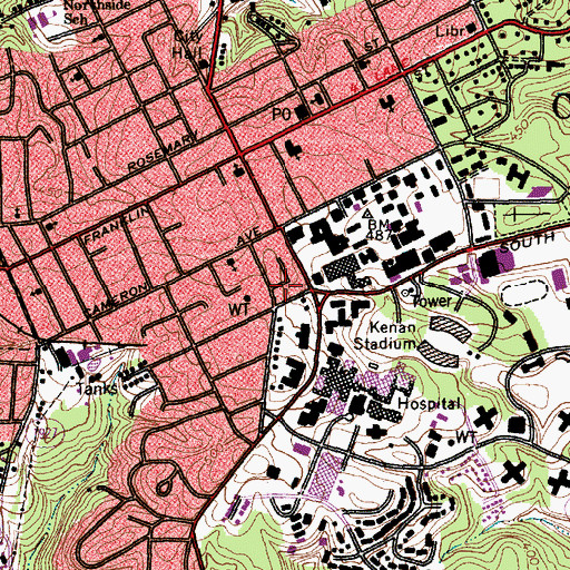 Topographic Map of Miller Hall, NC