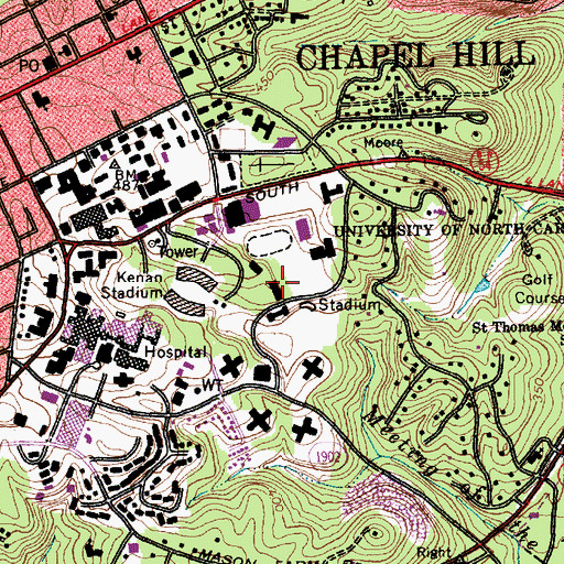 Topographic Map of Parker Residence Hall, NC
