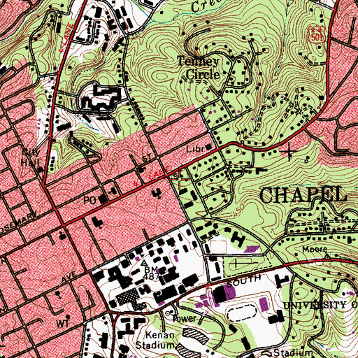 Topographic Map of University of North Carolina Presidents Residence, NC