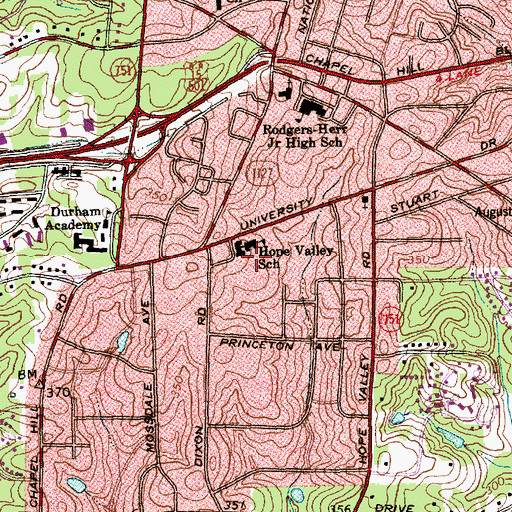 Topographic Map of American Red Cross, NC