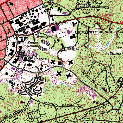 Topographic Map of Chase Dining Hall, NC