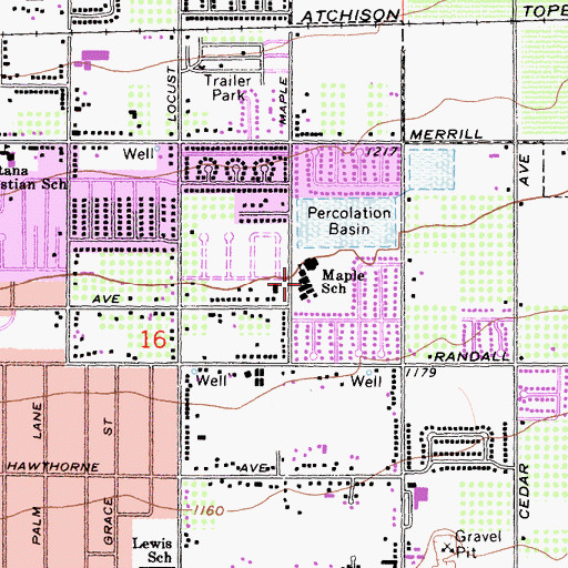 Topographic Map of Maple Elementary School, CA