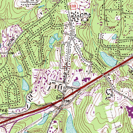 Topographic Map of Raleigh Church of Christ, NC