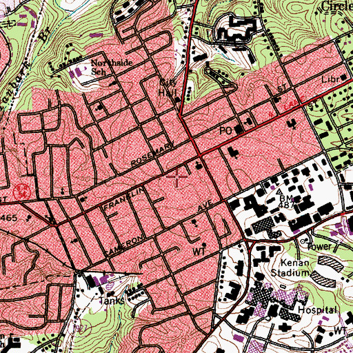 Topographic Map of University Square Shopping Center, NC