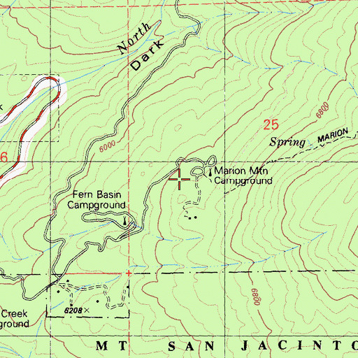 Topographic Map of Marion Mountain Campground, CA