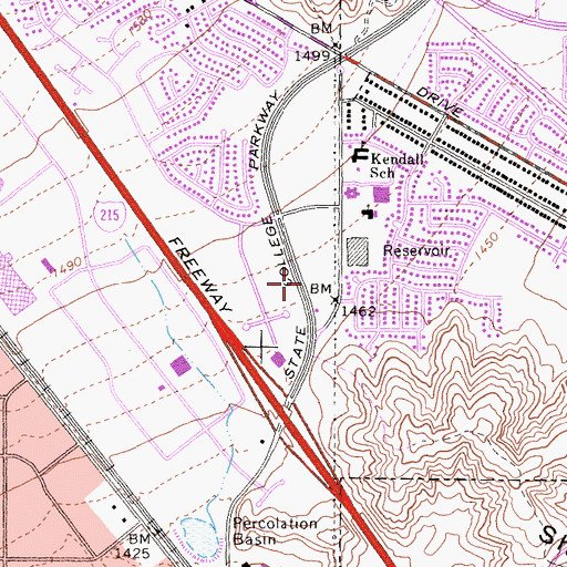 Topographic Map of Metro City Church, CA