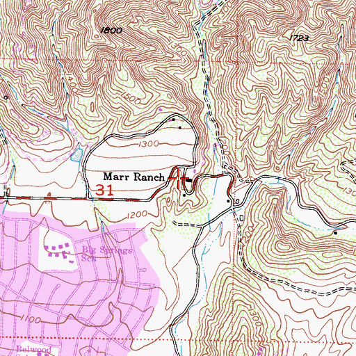 Topographic Map of Marr Ranch, CA
