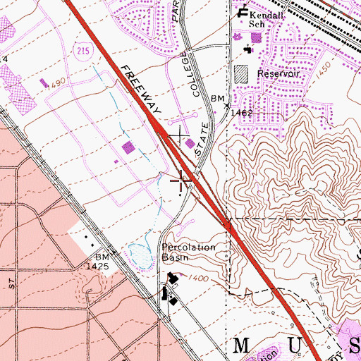 Topographic Map of Interchange 48, CA
